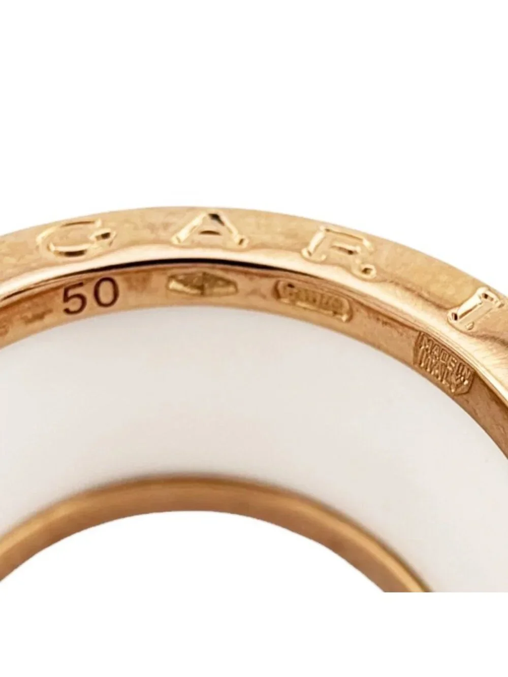 Bvlgari B.Zero1 B.Zero1 Band White Ceramic Ring Gold 18k Pink